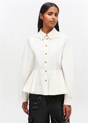 Stretch cotton peplum skjorte Egret W1002 Ganni 